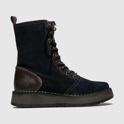 Bottes Mi-mollet Fly London Rami043fly Femme Bleu Marine Marron | 56387KEQV